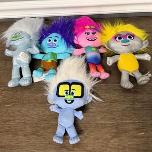 Trolls Movie Plush Lot 5 Character Branch Poppy Guy Diamond Harper Tiny Diamond